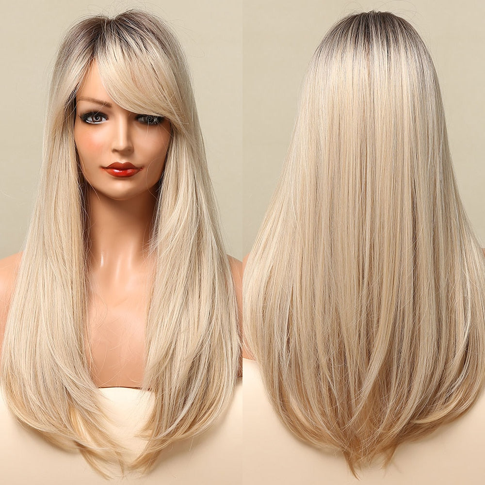 Perruque Synthétique Longue Couche Brune - rachelhair