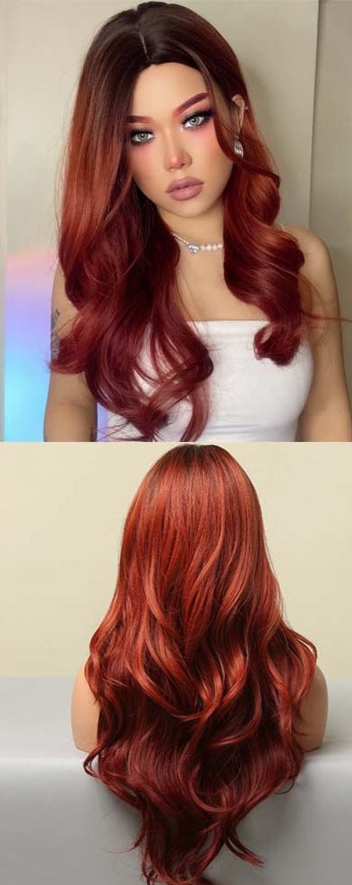 Perruque Résistante À La Chaleur Naturelle De Vague De Partie Moyenne Pour Les Femmes - rachelhair