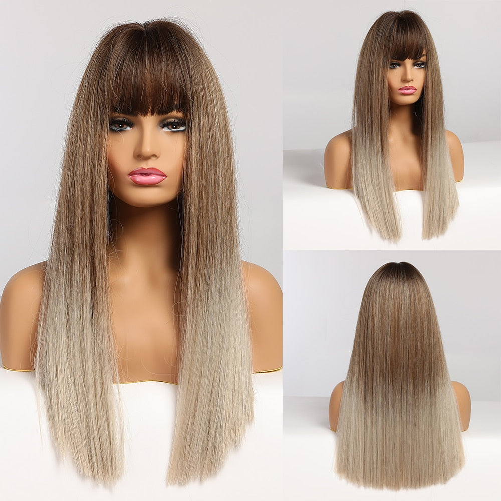 Perruques Synthétiques Longues Droites Pour Femmes - rachelhair