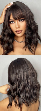 Perruques Synthétiques Ondulées Moyennes Avec Frange Pour Femme - rachelhair