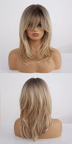 Perruques Synthétiques Blondes À Couches Courtes Avec Une Frange De Rideau - rachelhair