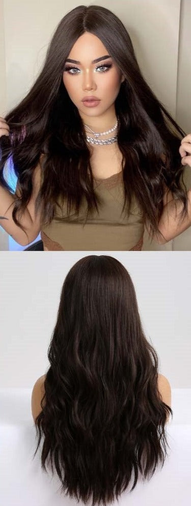 Perruque Résistante À La Chaleur Naturelle De Vague De Partie Moyenne Pour Les Femmes - rachelhair