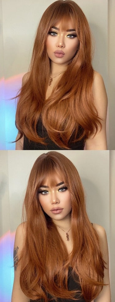 Perruque Synthétique Longue Couche Brune - rachelhair