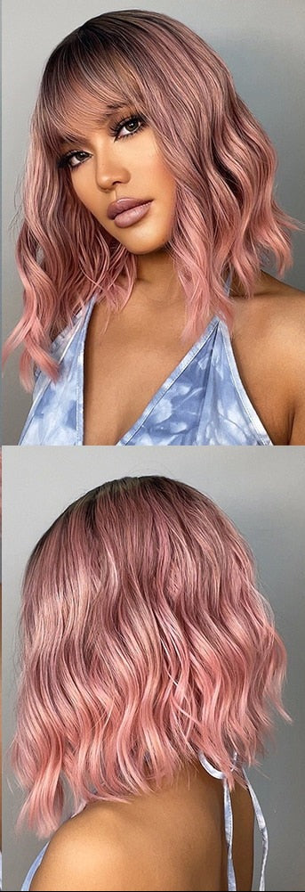 Perruques Synthétiques Ondulées Moyennes Avec Frange Pour Femme - rachelhair