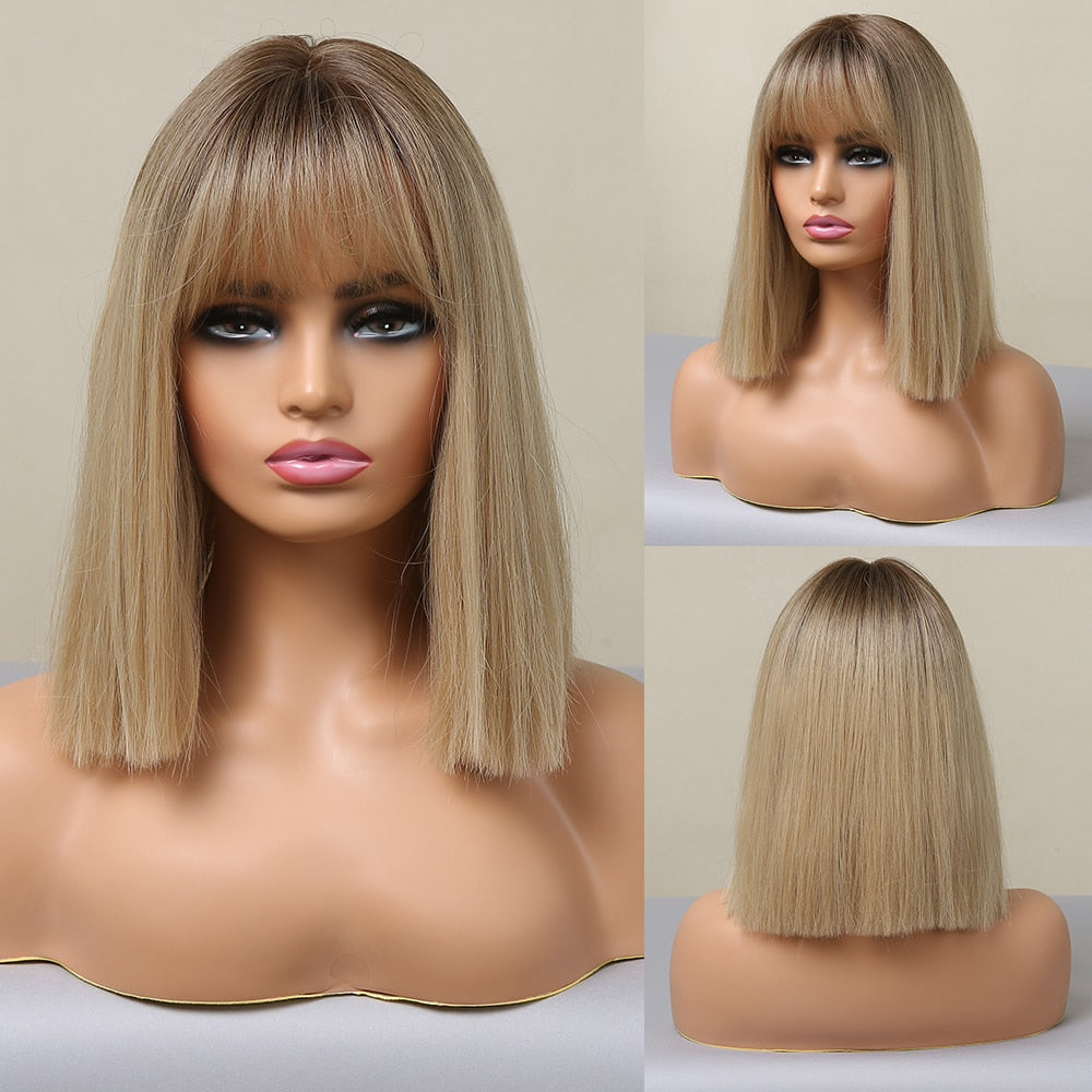 Perruque Bob Droite Courte Avec Frange Pour Femme - rachelhair