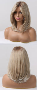 Perruque De Cheveux Blonds Raides Avec Des Mèches Courtes - rachelhair