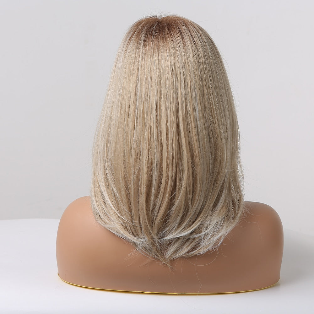 Perruque De Cheveux Blonds Raides Avec Des Mèches Courtes - rachelhair