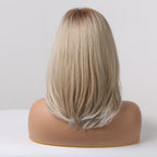Perruque De Cheveux Blonds Raides Avec Des Mèches Courtes - rachelhair