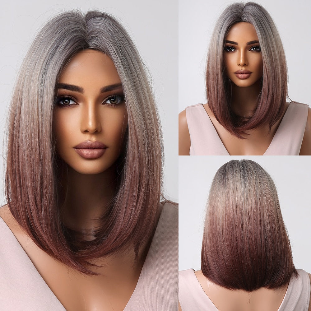Perruques Bob Courtes Bordeaux Avec Une Frange Complète - rachelhair