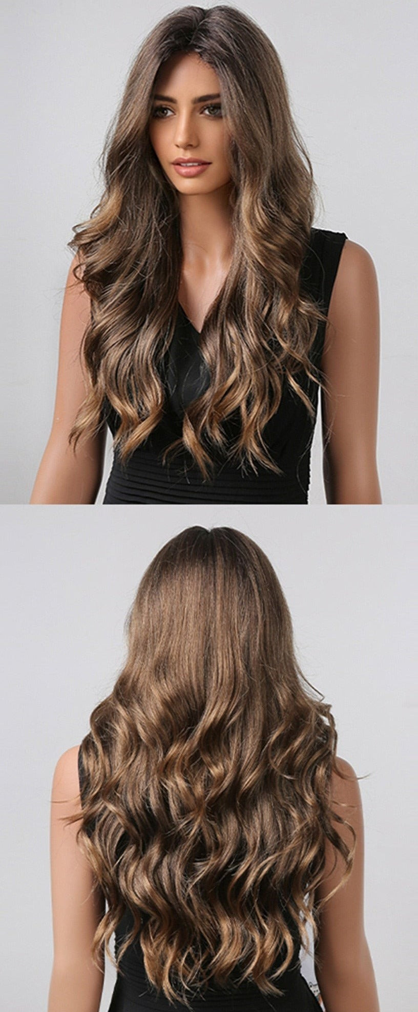 Perruque Résistante À La Chaleur Naturelle De Vague De Partie Moyenne Pour Les Femmes - rachelhair