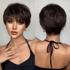 Perruques Synthétiques Courtes Pixie Cut avec Frange - rachelhair