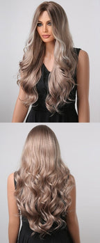 Perruque Résistante À La Chaleur Naturelle De Vague De Partie Moyenne Pour Les Femmes - rachelhair