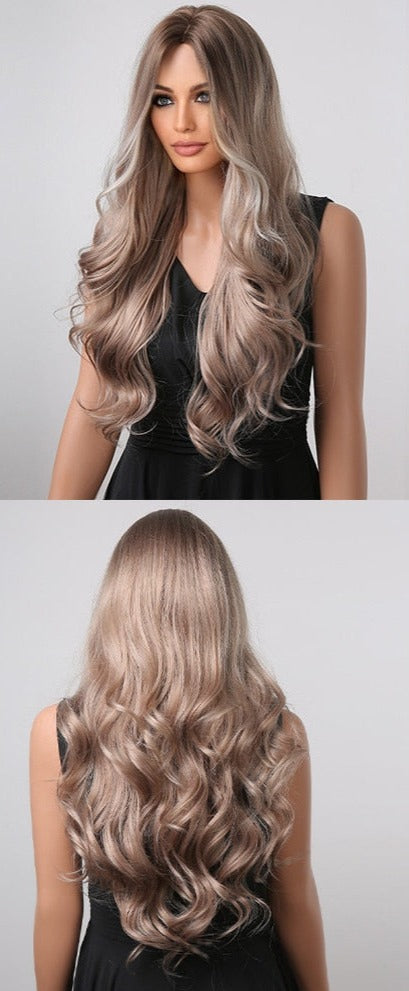 Perruque Résistante À La Chaleur Naturelle De Vague De Partie Moyenne Pour Les Femmes - rachelhair