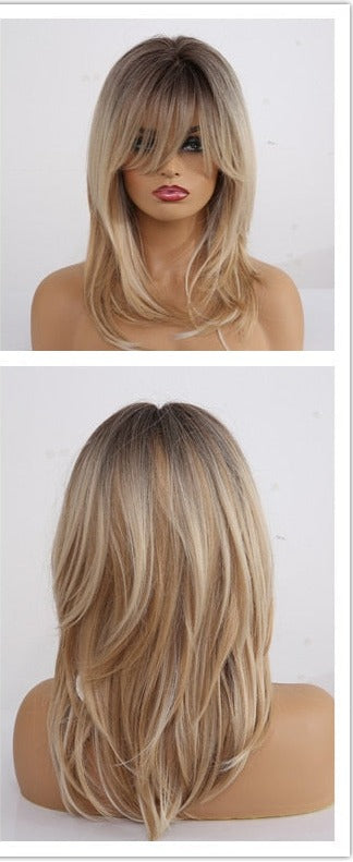 Perruque De Cheveux Blonds Raides Avec Des Mèches Courtes - rachelhair