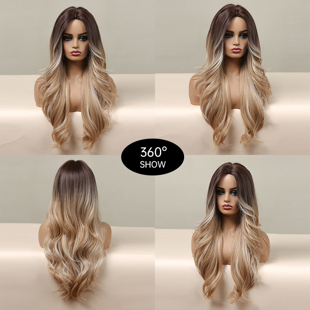 Perruques synthétiques longues vagues naturelles pour femmes - rachelhair