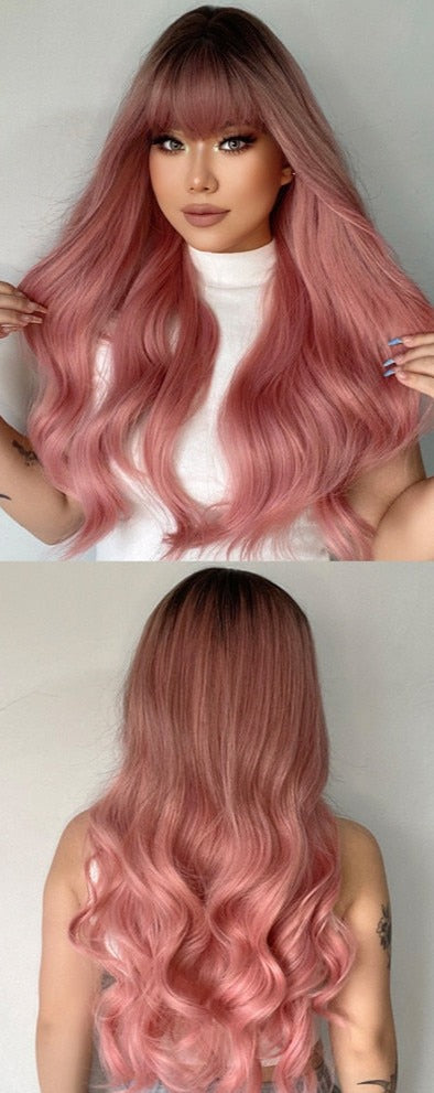 Perruque Résistante À La Chaleur Naturelle De Vague De Partie Moyenne Pour Les Femmes - rachelhair