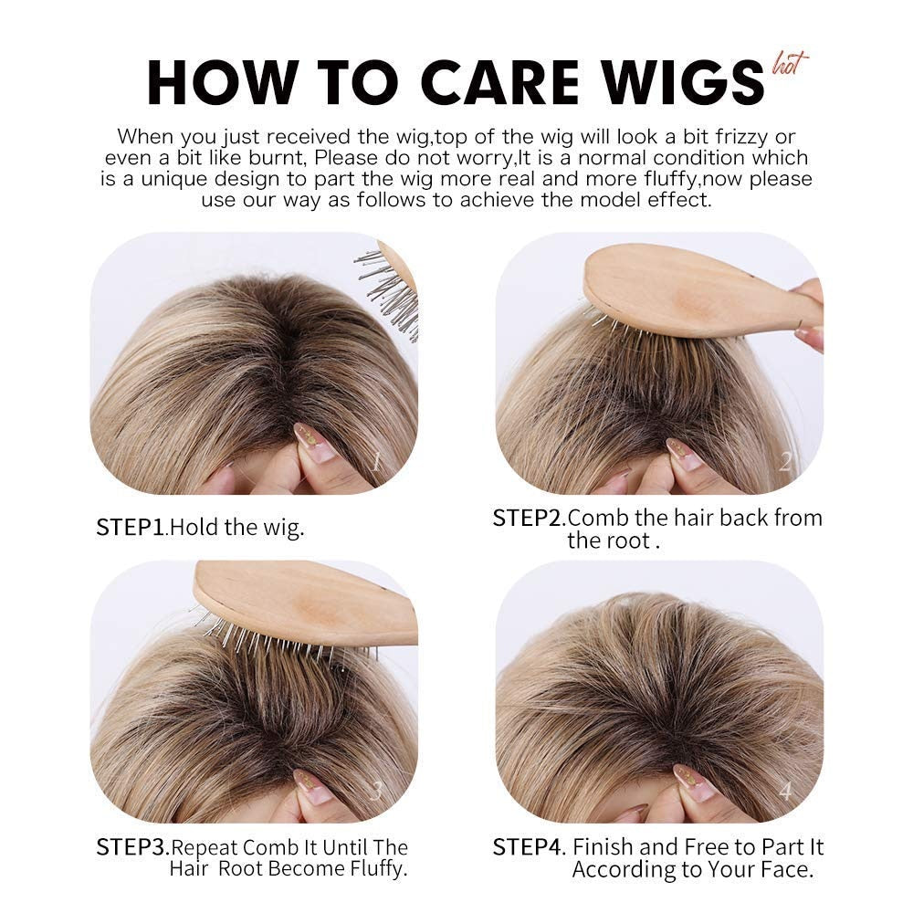 Perruque De Cheveux Blonds Raides Avec Des Mèches Courtes - rachelhair