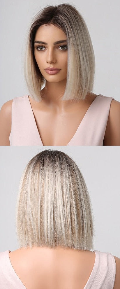 Perruques Blonde Platine Avec Racines Sombres - rachelhair