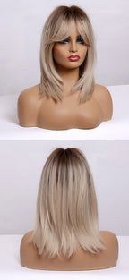 Perruque De Cheveux Blonds Raides Avec Des Mèches Courtes - rachelhair