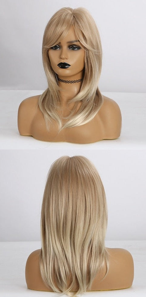 Perruque De Cheveux Blonds Raides Avec Des Mèches Courtes - rachelhair
