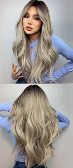 Perruque Résistante À La Chaleur Naturelle De Vague De Partie Moyenne Pour Les Femmes - rachelhair