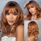 Perruques de cheveux synthétiques Bob court avec frange pour femmes - rachelhair