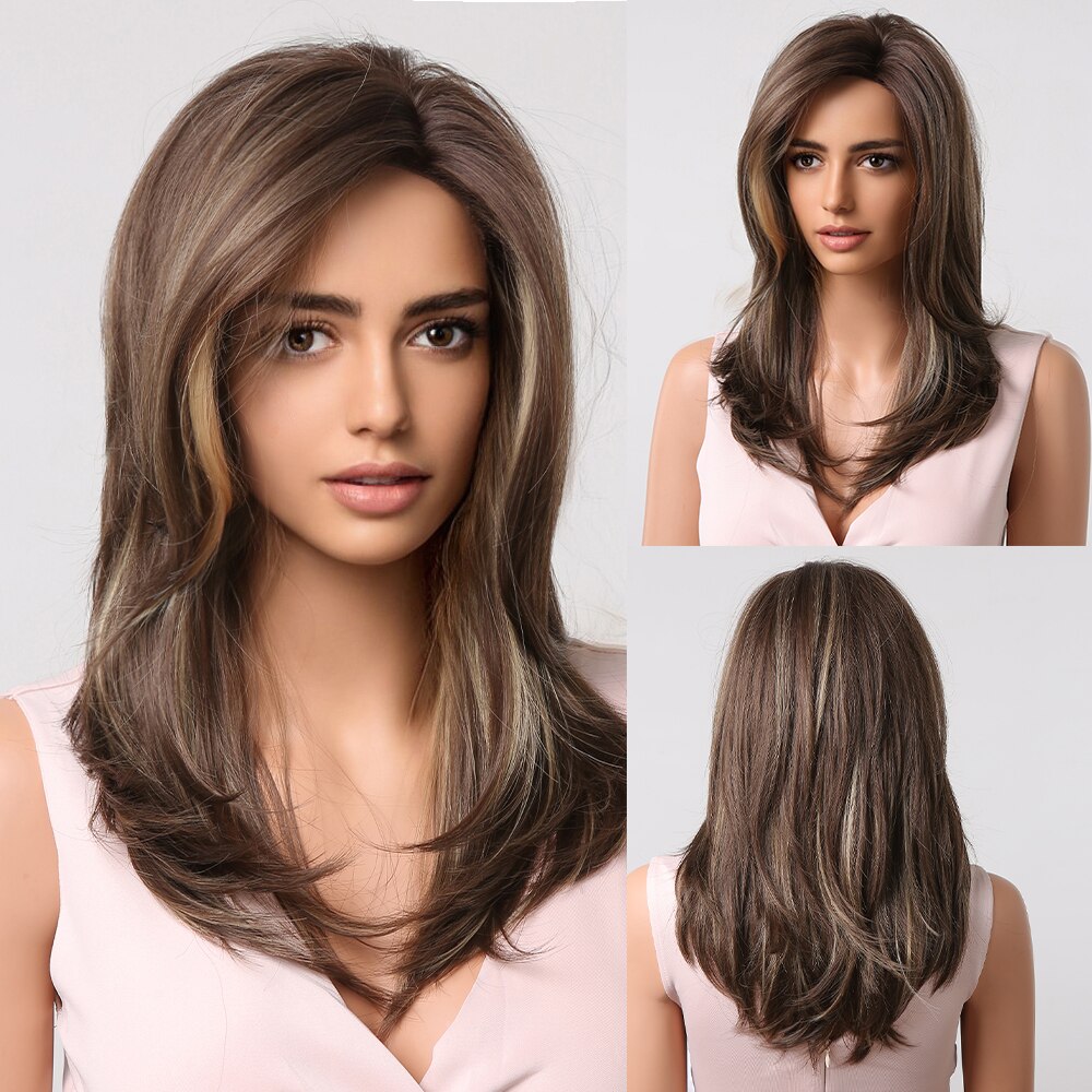 Perruques superposées Auburn Red Highlight avec frange latérale - rachelhair