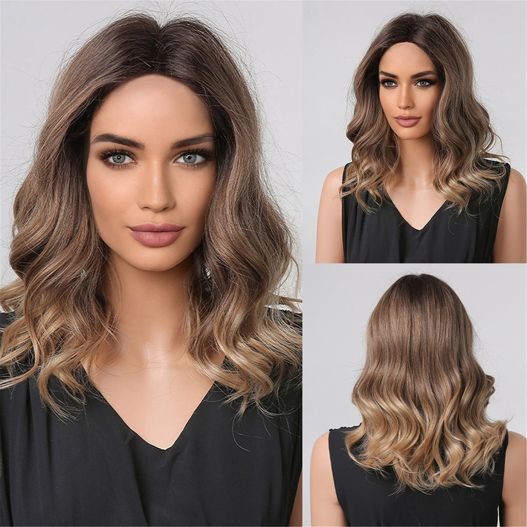Perruques De Cheveux Quotidiens Bob Naturels À Vague D'eau Moyenne - rachelhair