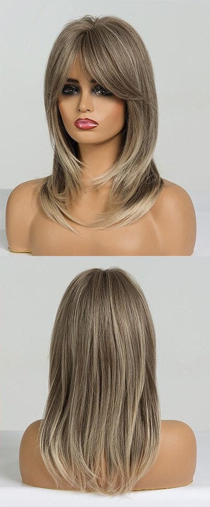 Perruques Synthétiques Blondes À Couches Courtes Avec Une Frange De Rideau - rachelhair