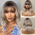 Perruques de cheveux synthétiques Bob court avec frange pour femmes - rachelhair