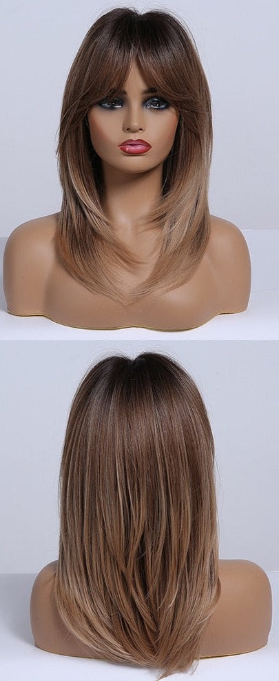 Perruque De Cheveux Blonds Raides Avec Des Mèches Courtes - rachelhair