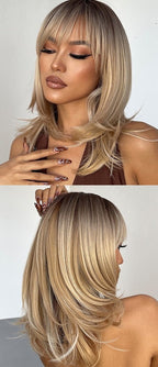 Perruque Longue Et Droite De Cheveux Blonds Mélangés - rachelhair