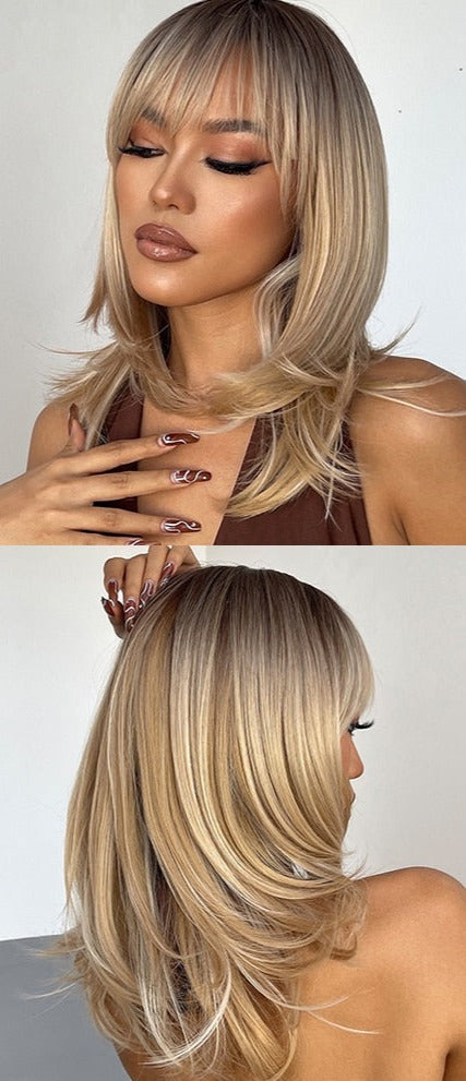 Perruque Longue Et Droite De Cheveux Blonds Mélangés - rachelhair