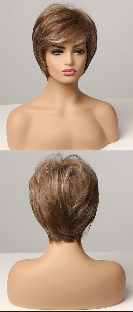 Perruques Synthétiques Courtes Pixie Cut avec Frange - rachelhair