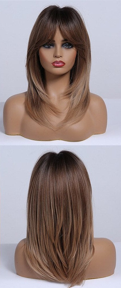 Perruques Synthétiques Blondes À Couches Courtes Avec Une Frange De Rideau - rachelhair