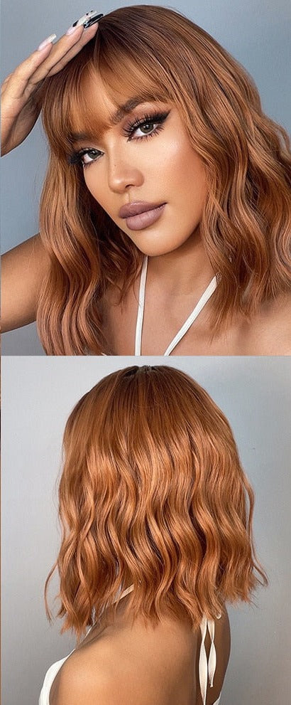 Perruques De Cheveux Quotidiens Bob Naturels À Vague D'eau Moyenne - rachelhair