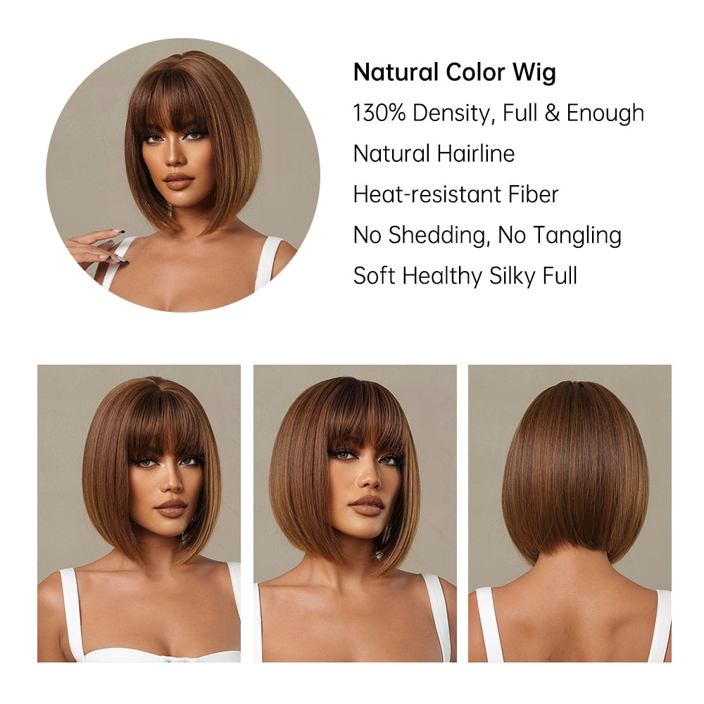 Perruques Bob Synthétiques Courtes Droites - rachelhair