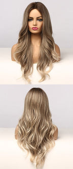 Perruque Résistante À La Chaleur Naturelle De Vague De Partie Moyenne Pour Les Femmes - rachelhair