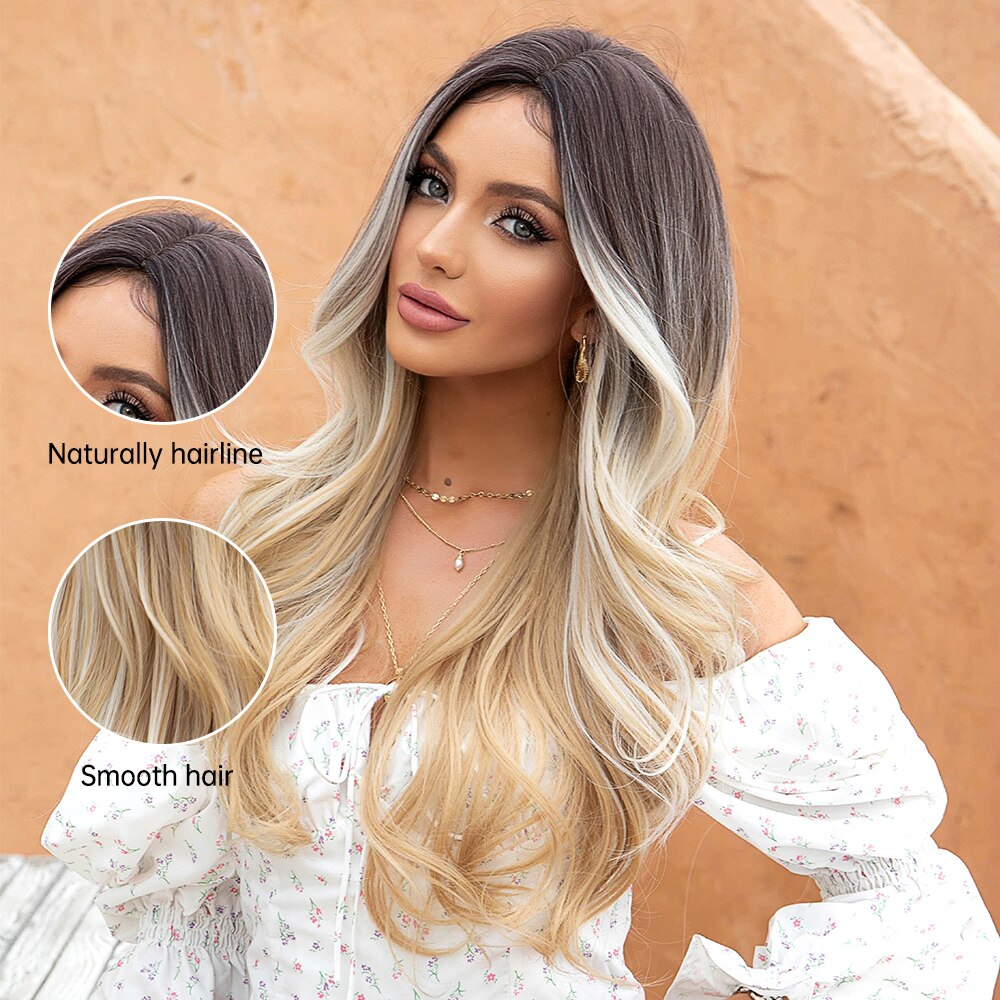 Perruques synthétiques longues vagues naturelles pour femmes - rachelhair