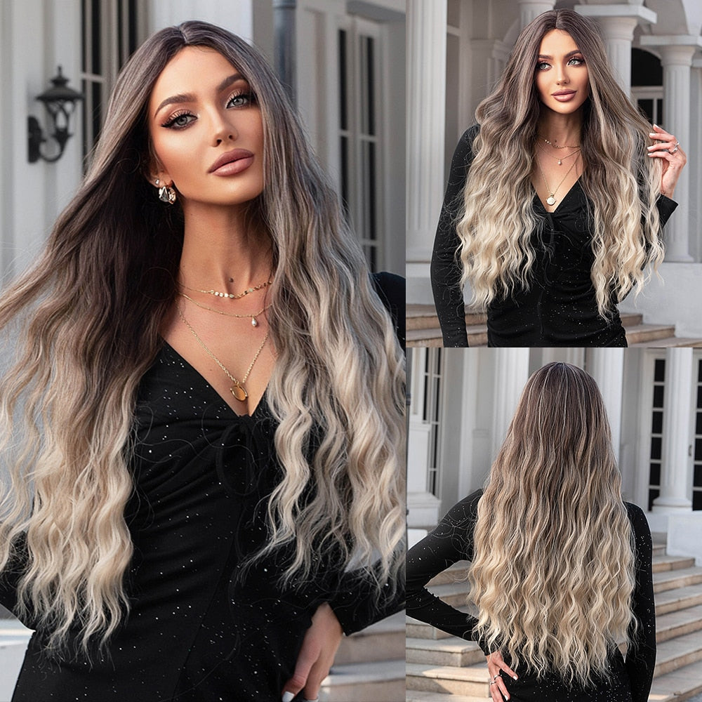 Perruques synthétiques longues vagues naturelles pour femmes - rachelhair