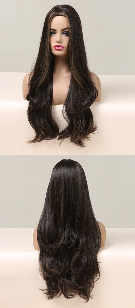 Perruques synthétiques longues vagues naturelles pour femmes - rachelhair