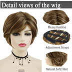 Coiffures Courtes Perruque Blonde Mélangée Brune - rachelhair