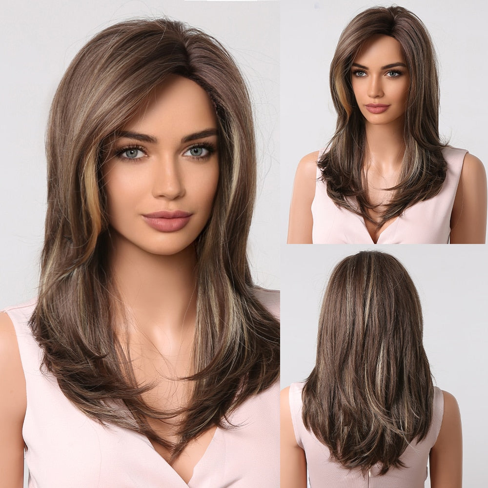 Perruque De Cheveux Blonds Raides Avec Des Mèches Courtes - rachelhair