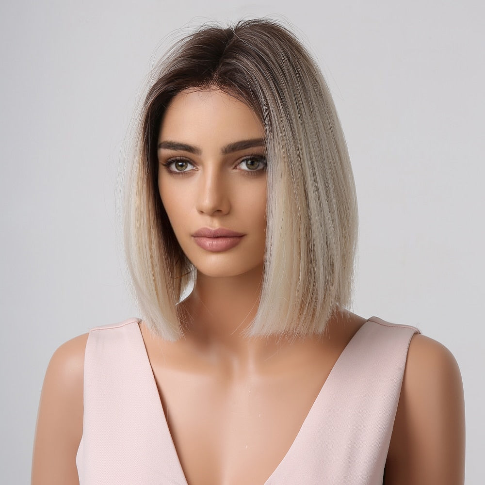 Perruques Blonde Platine Avec Racines Sombres - rachelhair