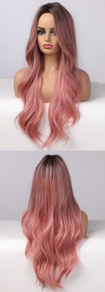 Perruque Résistante À La Chaleur Naturelle De Vague De Partie Moyenne Pour Les Femmes - rachelhair