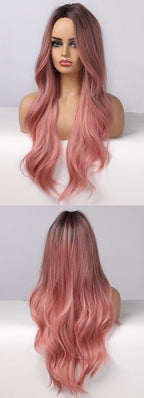Perruque Résistante À La Chaleur Naturelle De Vague De Partie Moyenne Pour Les Femmes - rachelhair