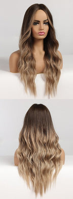 Perruque Résistante À La Chaleur Naturelle De Vague De Partie Moyenne Pour Les Femmes - rachelhair
