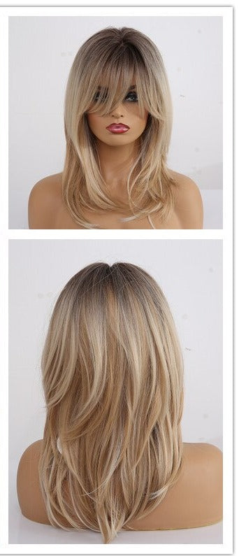 Perruques Synthétiques Blondes À Couches Courtes Avec Une Frange De Rideau - rachelhair