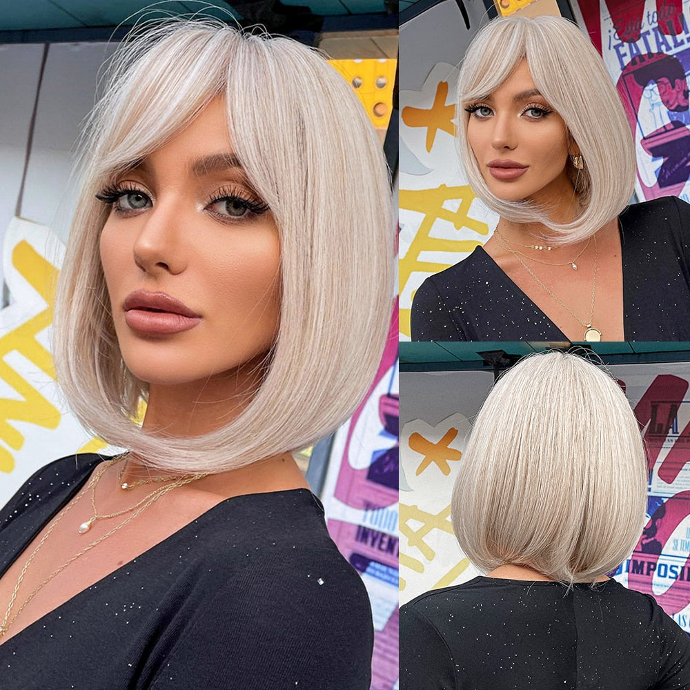 Perruques Synthétiques Courtes Pixie Cut avec Frange - rachelhair
