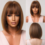Perruques Bob Courtes Bordeaux Avec Une Frange Complète - rachelhair